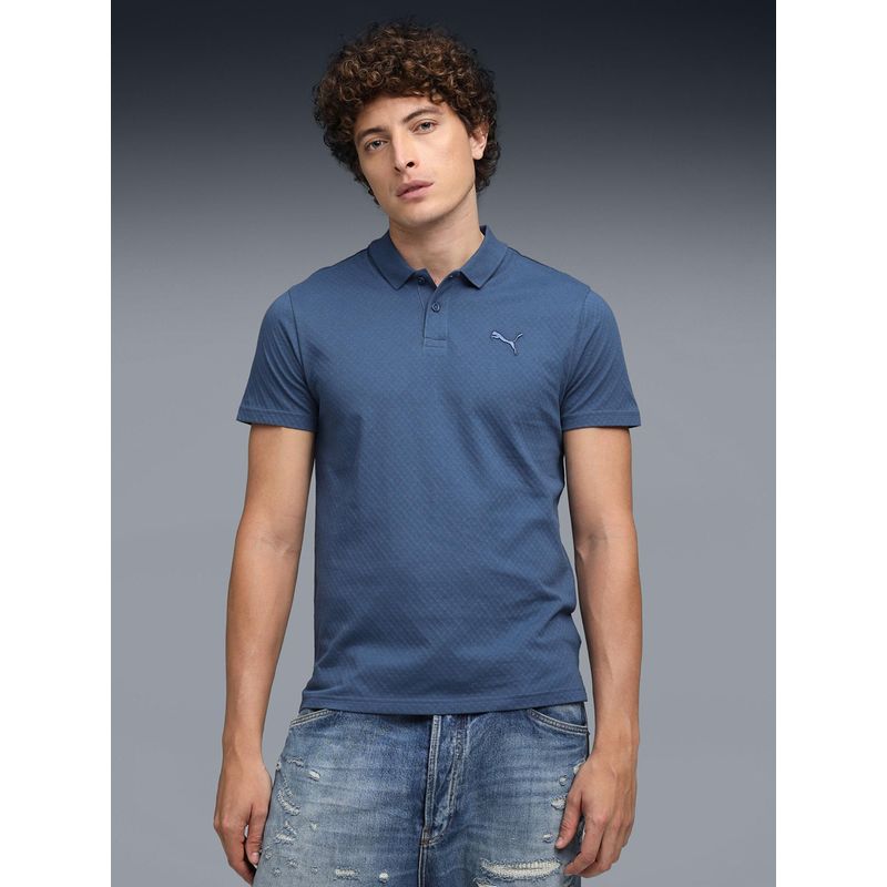 Puma PREMIUM Essentials Mens Jacquard Polo T-shirt - Blue (2XL)