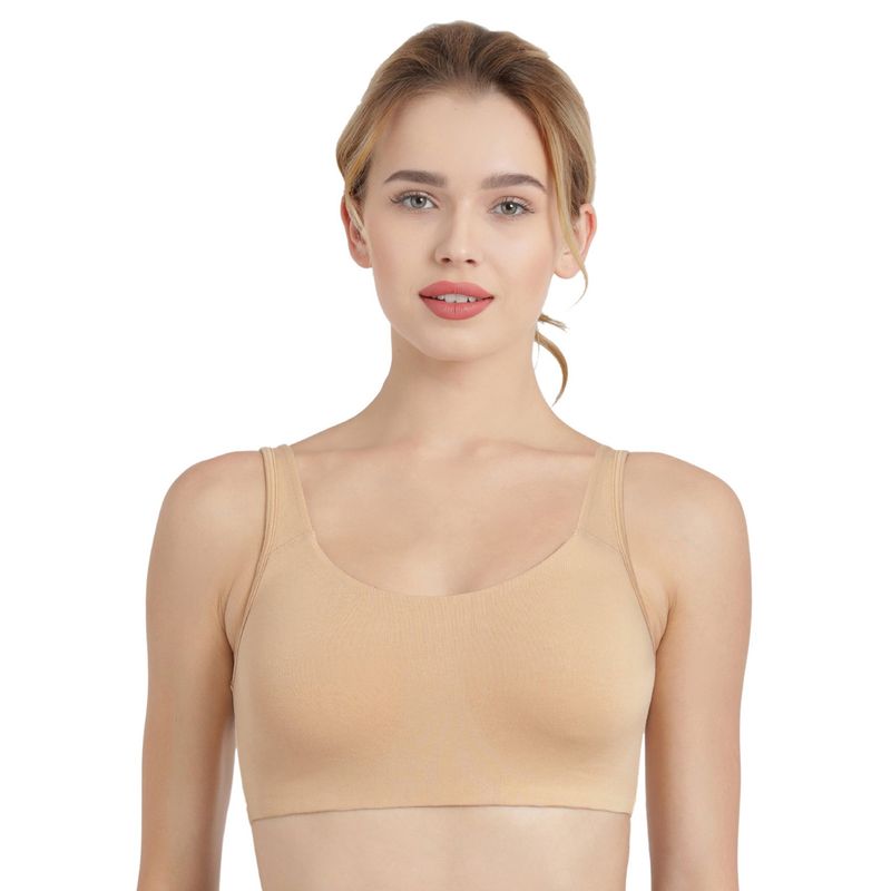 Enamor Low Impact Cotton Sports Bra - Non-Padded & Wirefree - Nude (XL) - SB06
