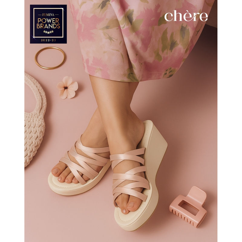 CHERE Strappy Embellished Flatform Wedges Heels (EURO 40)