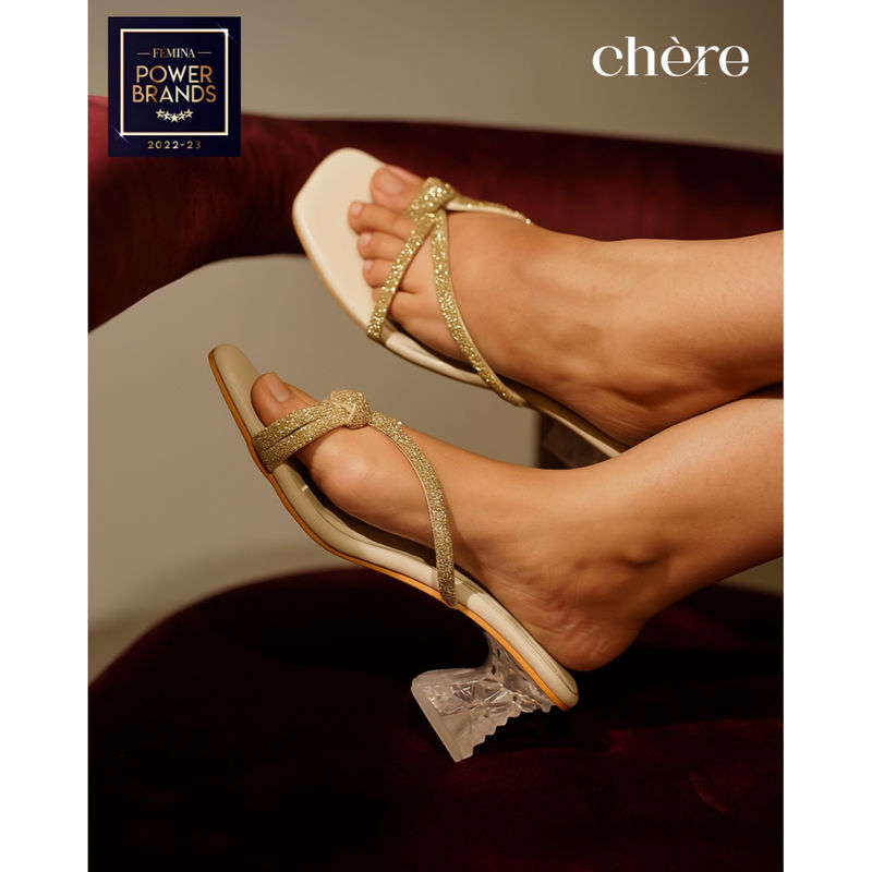 CHERE Ivory Transparent Block Heels for Women (EURO 36)