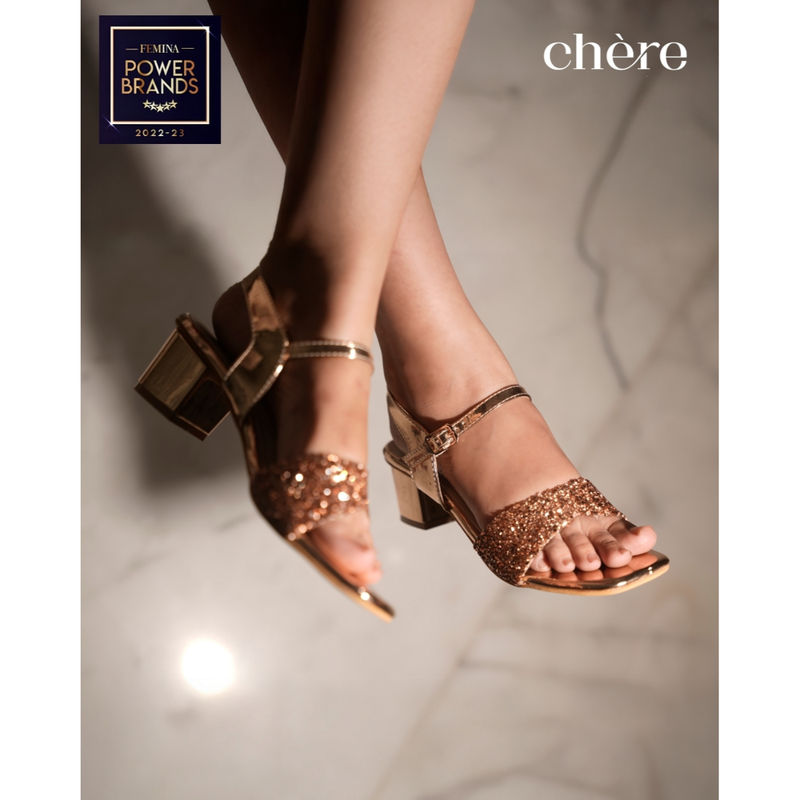 CHERE Women Rose Gold Elastic Sandals (EU 39)