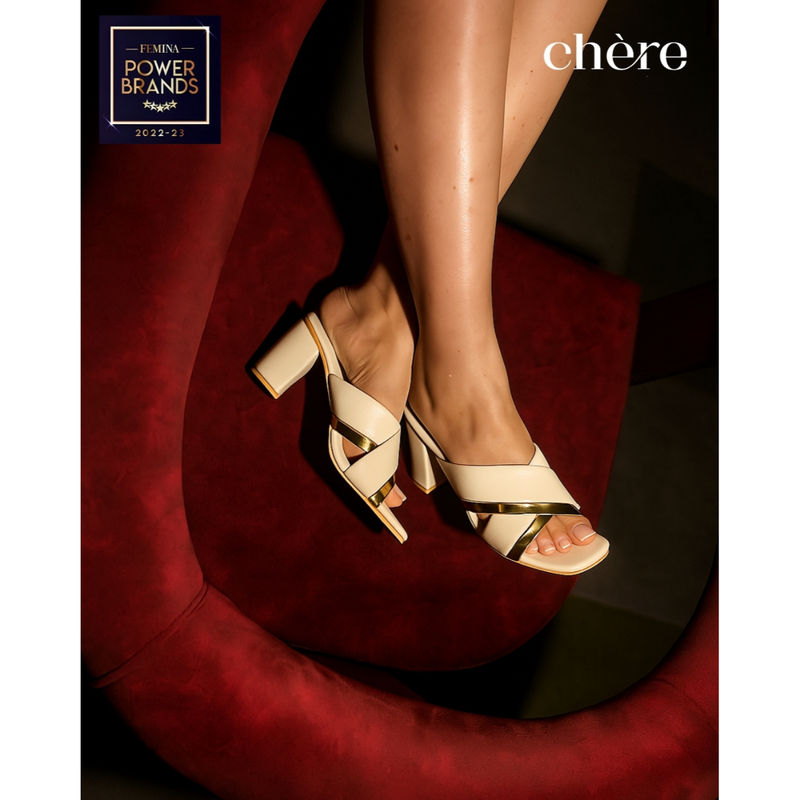 CHERE Women Beige Slip On Sandals (EU 36)