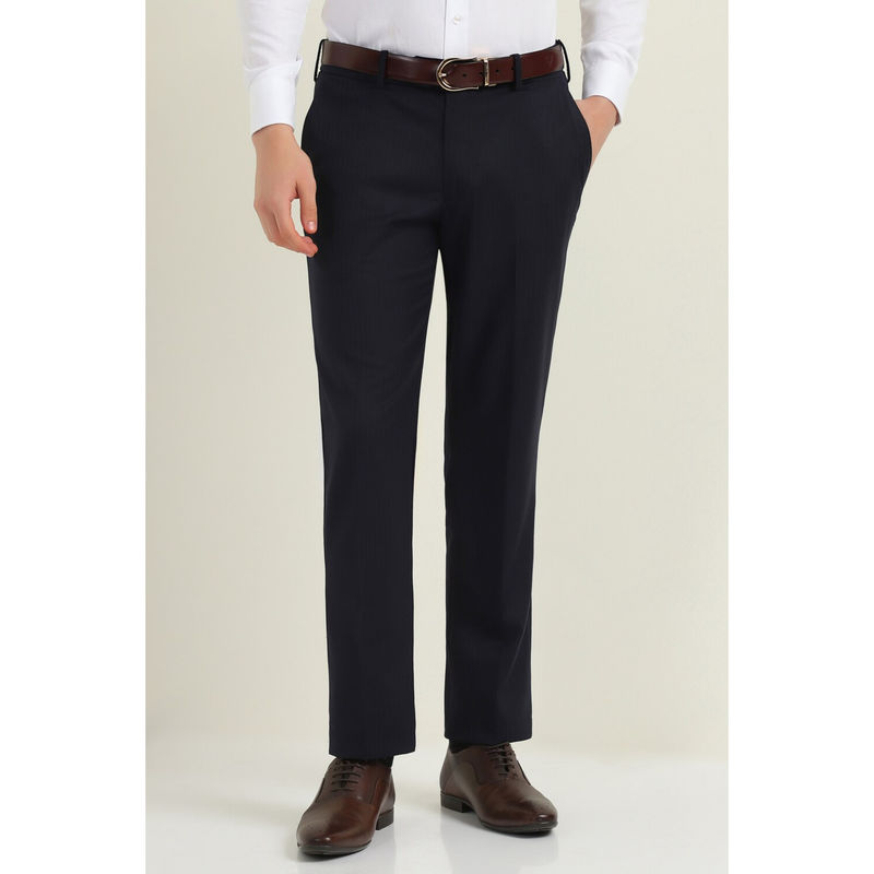 Allen Solly Men Black Slim Fit Stripe Formal Trouser (30)