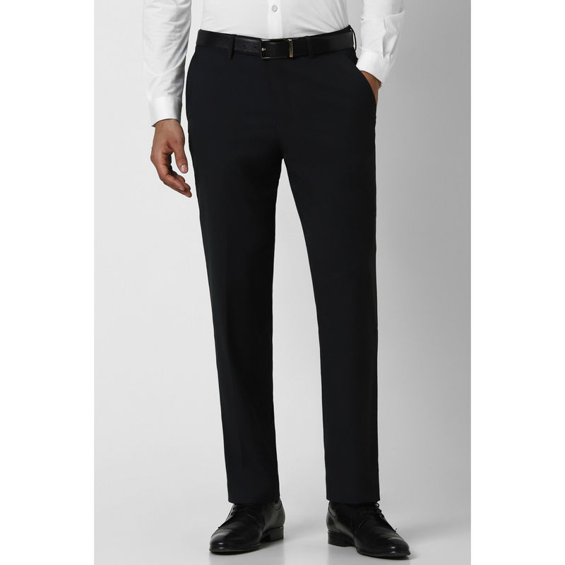 Van Heusen Men Black Solid Regular Fit Trouser (36)