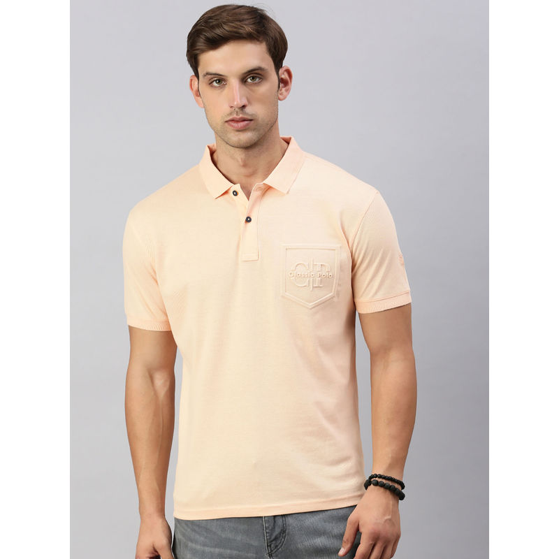 Classic Polo Men Orange Polo T-Shirt (M)