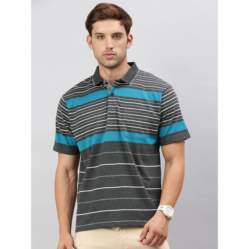 Classic Polo Men Stripes Multi-Color Polo T-Shirt (M)