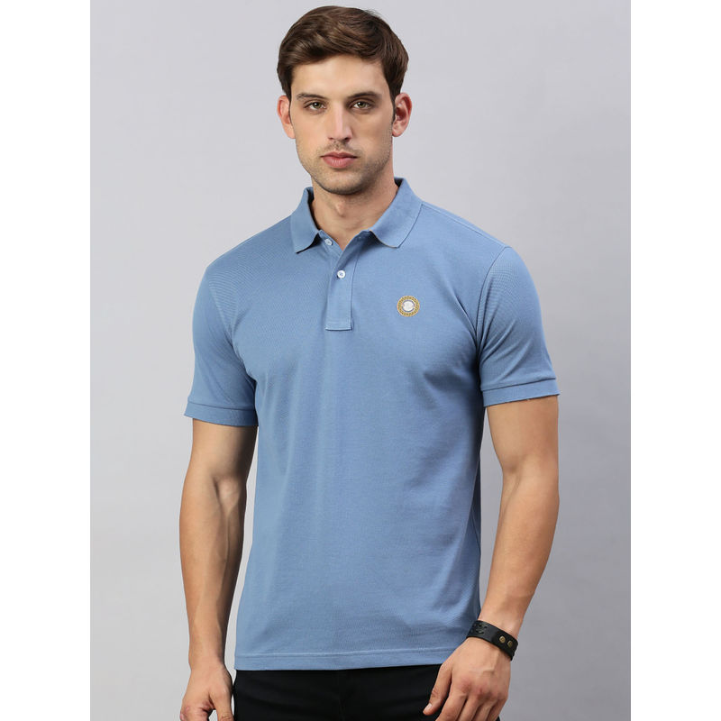 Classic Polo Men Blue Solid Polo T-Shirt (M)