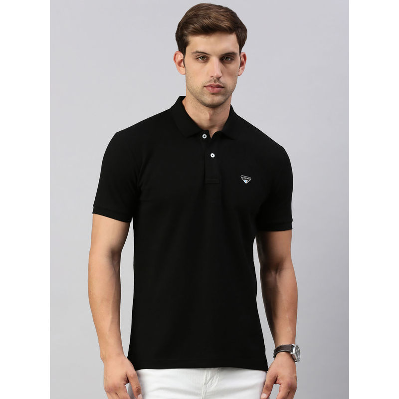 Classic Polo Men Black Solid Polo T-Shirt (L)
