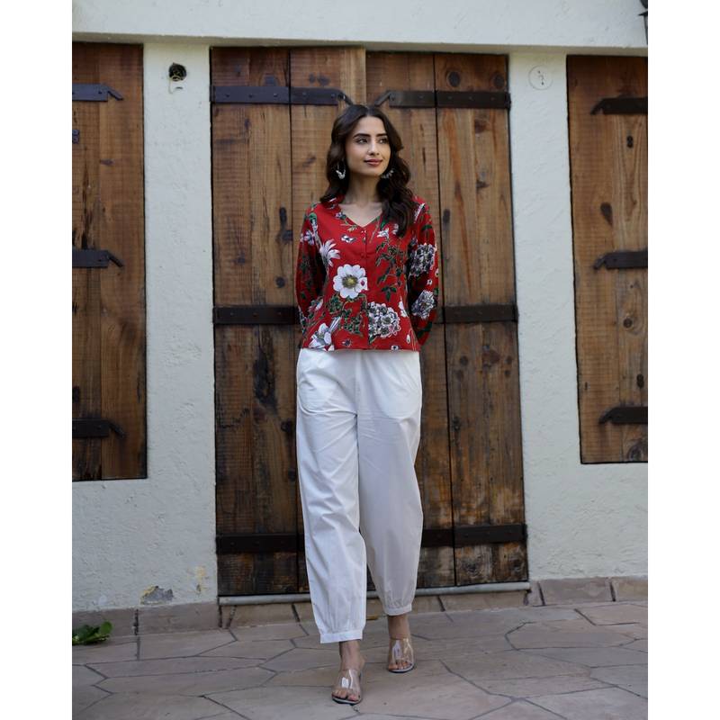 SANSKRUTIHOMES Printed Cotton Night Suit (Set of 2) (S)