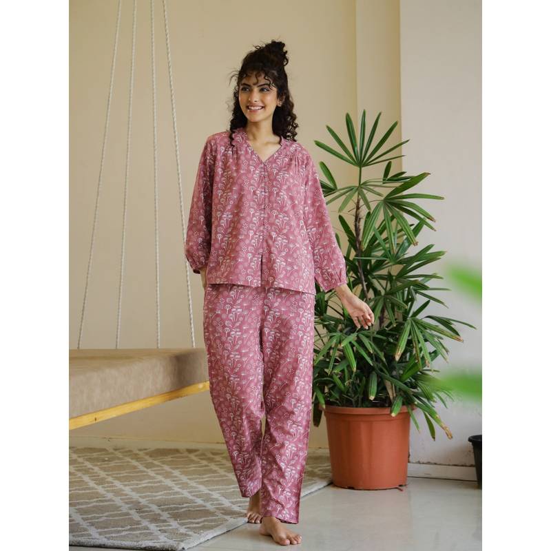 SANSKRUTIHOMES Women Printed Night Suit (Set of 2) (M)