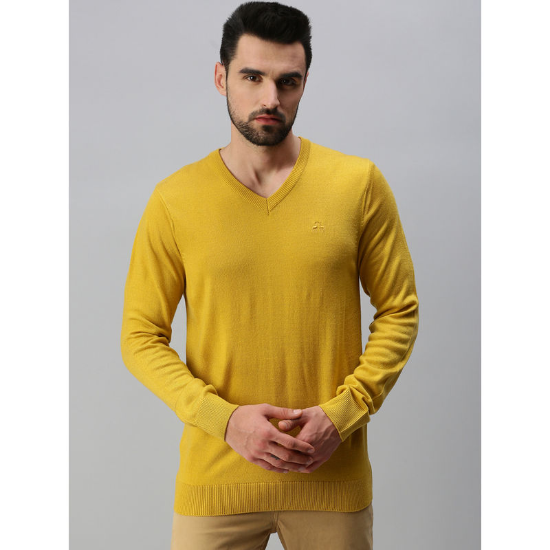 98 Degree North Men Yellow Solid Pullover Sweater (S)