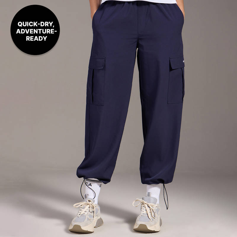 Kica High Waist Cargo Pants In Quick Dry Performance Fabric KIC512-Navy (3XL)