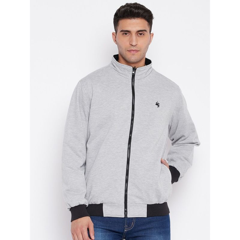 Cantabil Men Black & Grey Reversible Bomber Jacket (M)