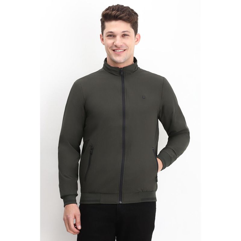 Allen Solly Men Grey Solid Full Sleeves Casual Jacket (S)