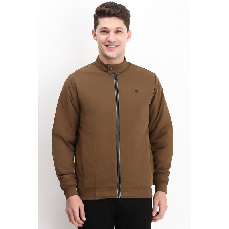 Allen Solly Men Brown Solid Full Sleeves Casual Jacket (S)