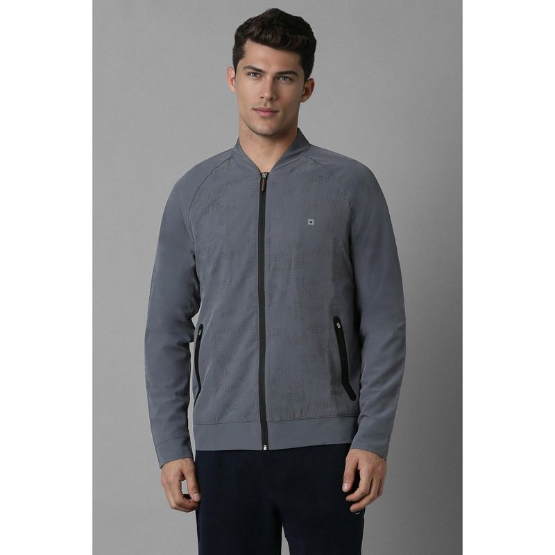 Louis Philippe Men Casual Grey Textured Jackets (S)