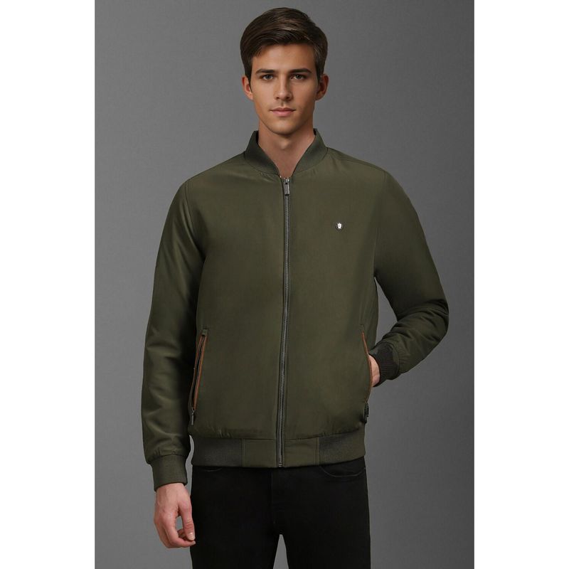 Louis Philippe Men Casual Olive Solid Jackets (XL)