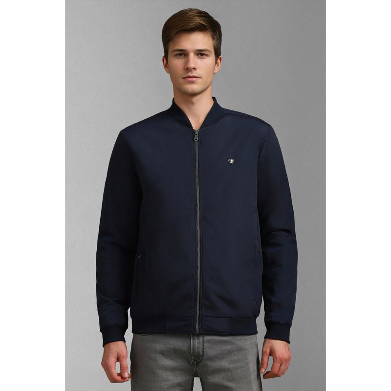 Louis Philippe Men Casual Navy Solid Jackets (M)