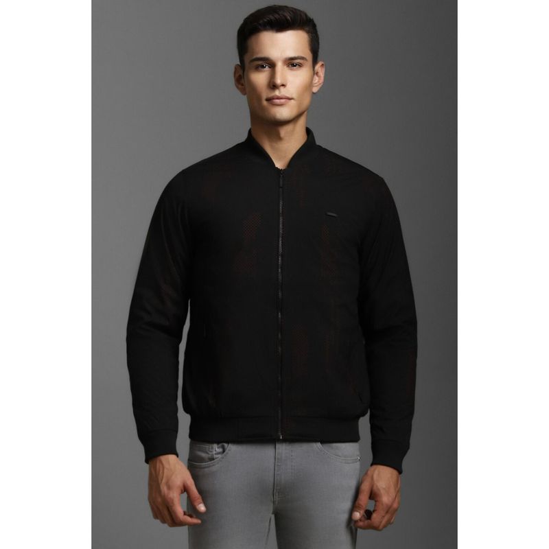 Louis Philippe Men Casual Black Textured Jackets (M)