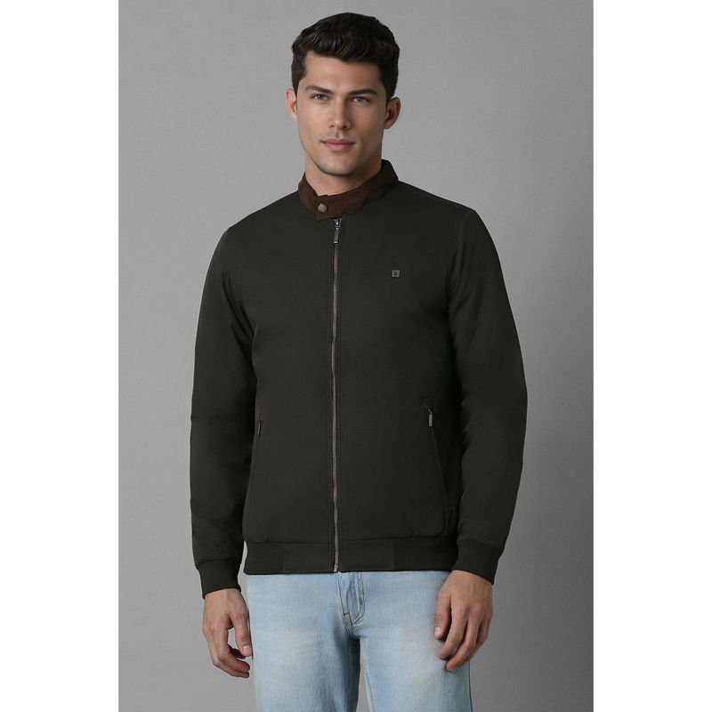 Louis Philippe Men Casual Olive Solid Jackets (S)