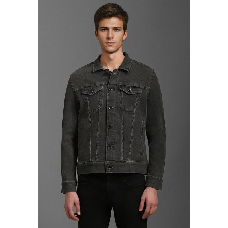 Louis Philippe Men Casual Grey Solid Jackets (M)