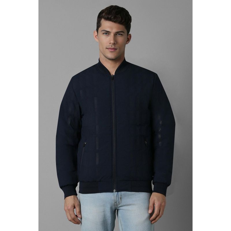 Louis Philippe Men Casual Navy Patterned Jackets (2XL)