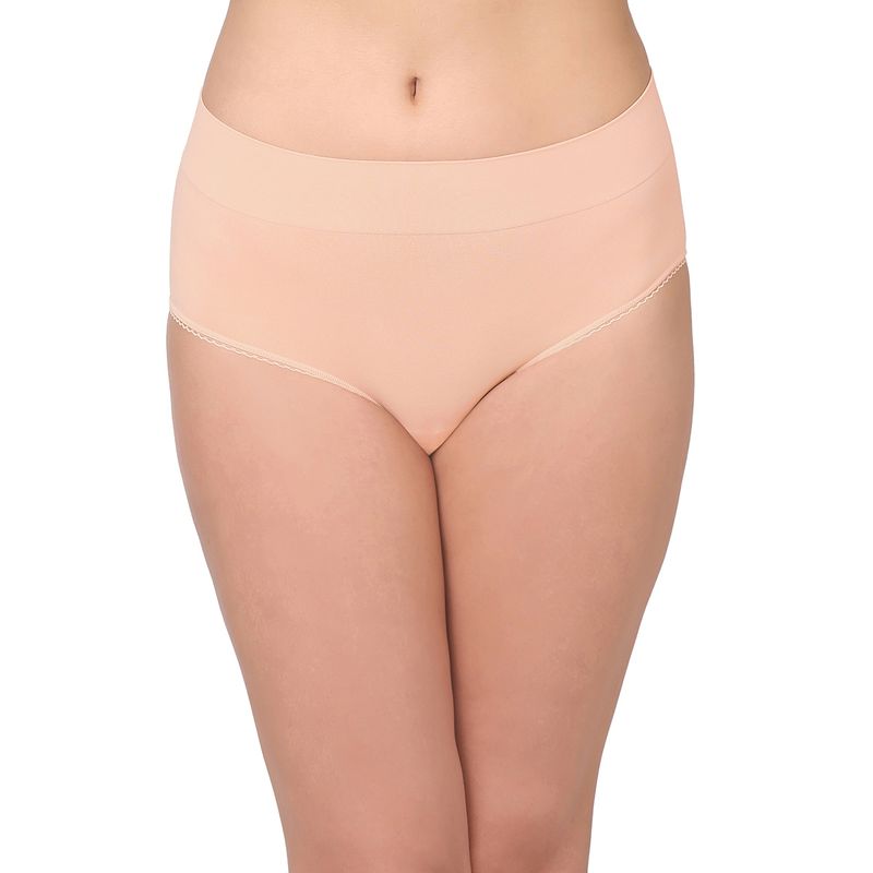 Wacoal Feeling Flexible Mid Waist Medium Coverage Solid Brief Panty Peach (2XL)