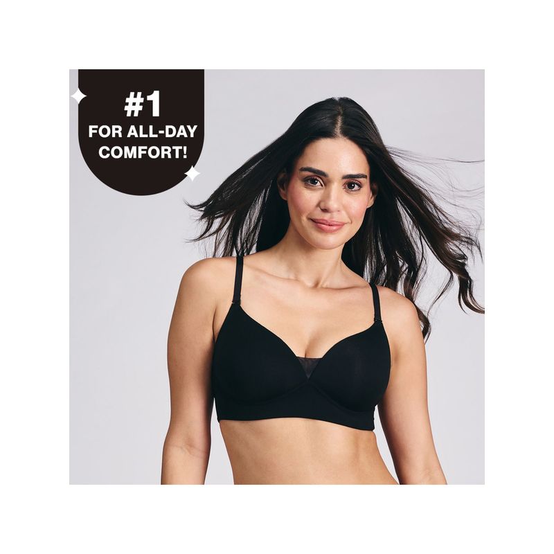 Nykd by Nykaa Adapt360° Lift & Support Padded Non Wired Barely There T-Shirt Bra NYB362 Black (34C)