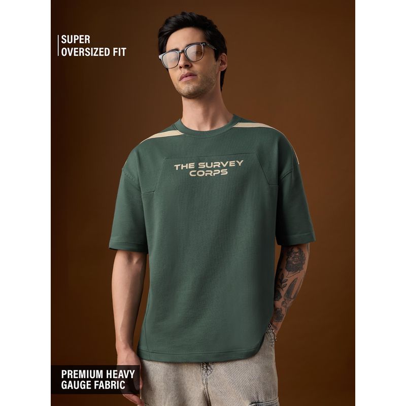 The Souled Store Official Attack On Titan: Survey Corps Green Men Super Oversized T-Shirt (3XL)