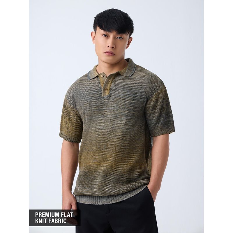 The Souled Store Woodgrain Green Men Polo T-Shirt (2XL)