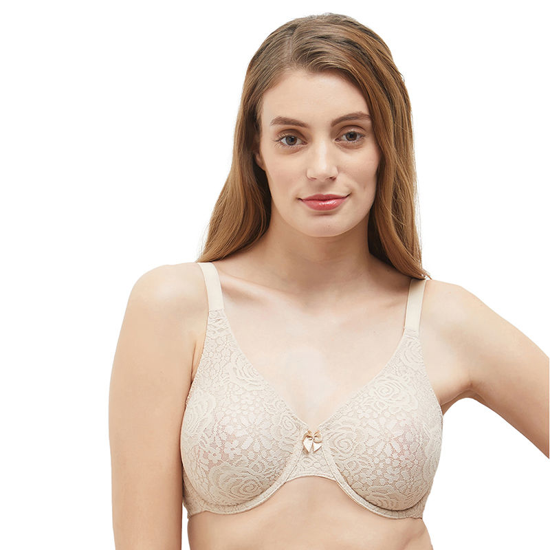Wacoal Halo Lace Non-Padded Wired 3/4Th Cup Lace Everyday Comfort Bra - Beige (34C)