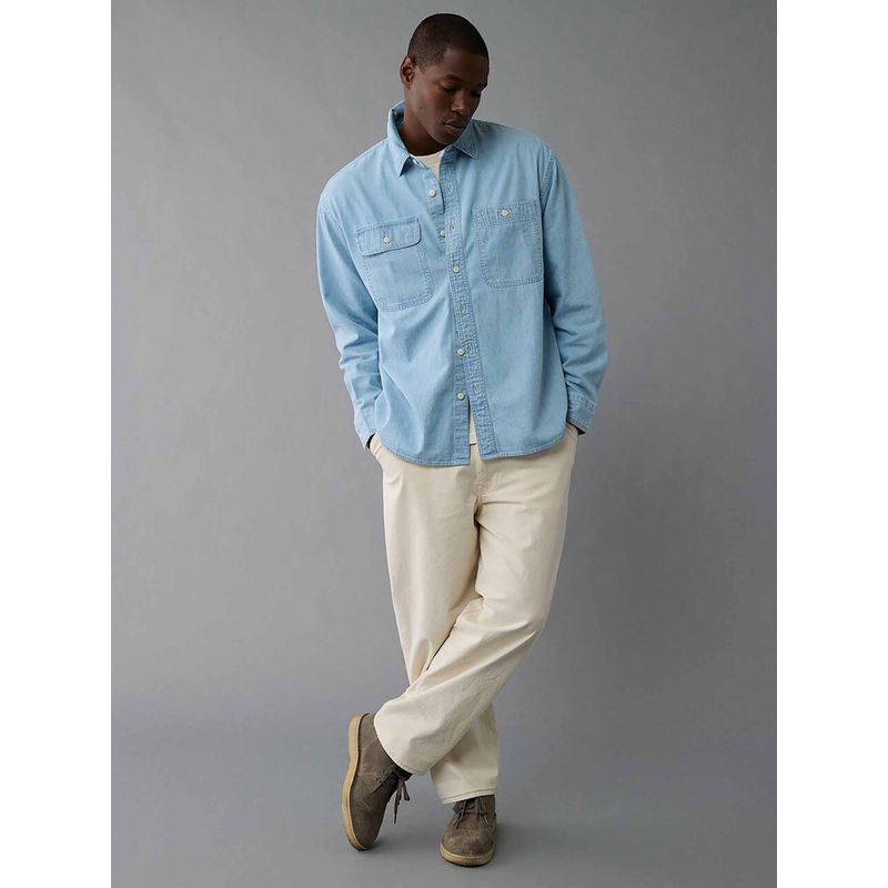American Eagle Men Blue Ae Denim Casual Shirt (M)