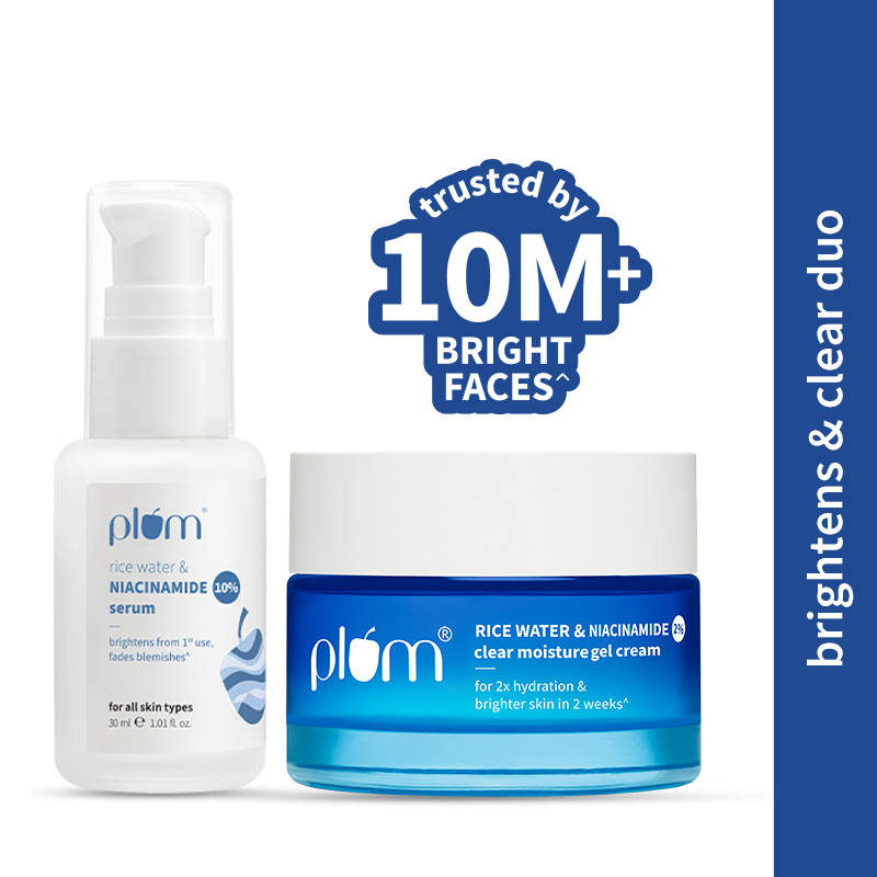 Niacinamide Serum & Moisturizer Duo With Rice Water - Fades Blemishes, Hydrates & Brighten Skin