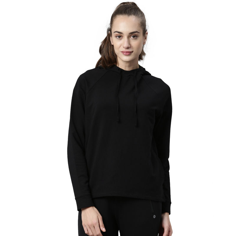 Enamor Athleisure Dry Fit Cotton Terry Hooded Sweatshirts - Black (L) - A902