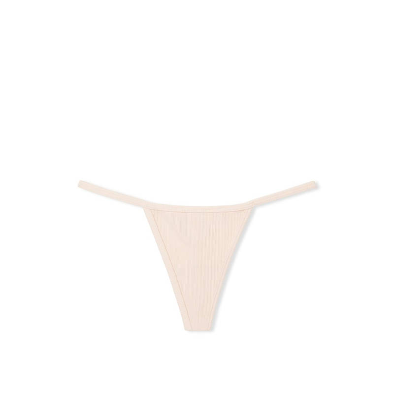 Victoria's Secret Beige Cotton V-String Thong Panty (2XL)