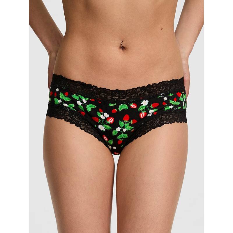 Victoria's Secret Black Wink Lace-Trim Cheeky Brief Panty (XS)