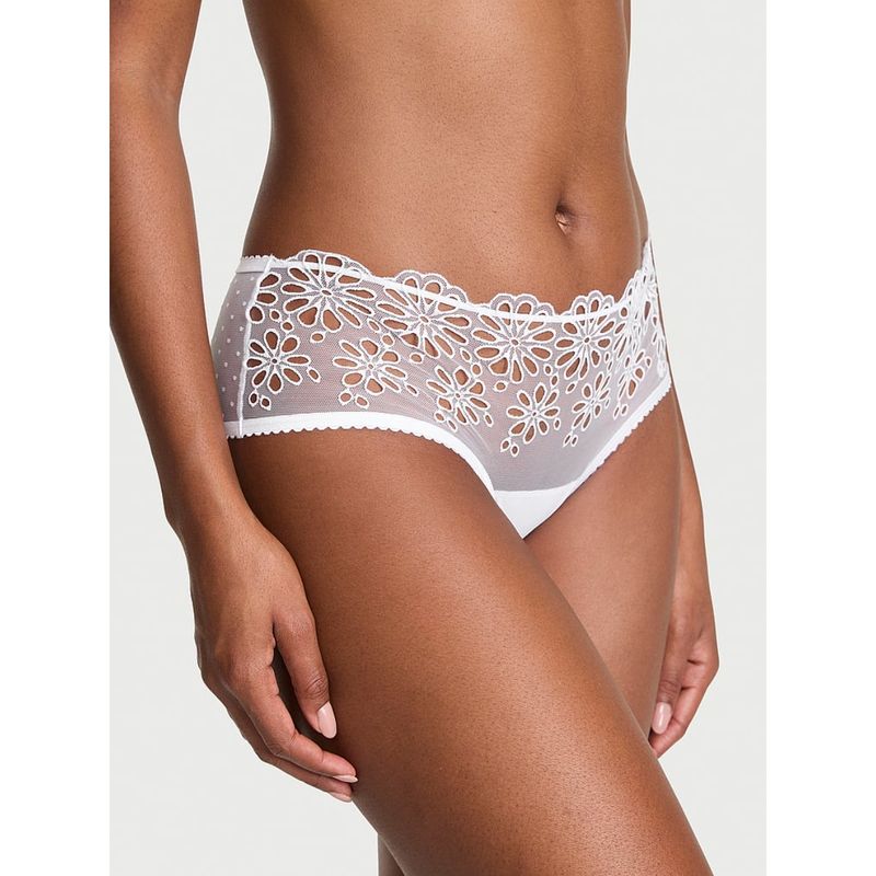 Victoria's Secret White The Lacie Eyelet Mesh Cheeky Brief Panty (XS)