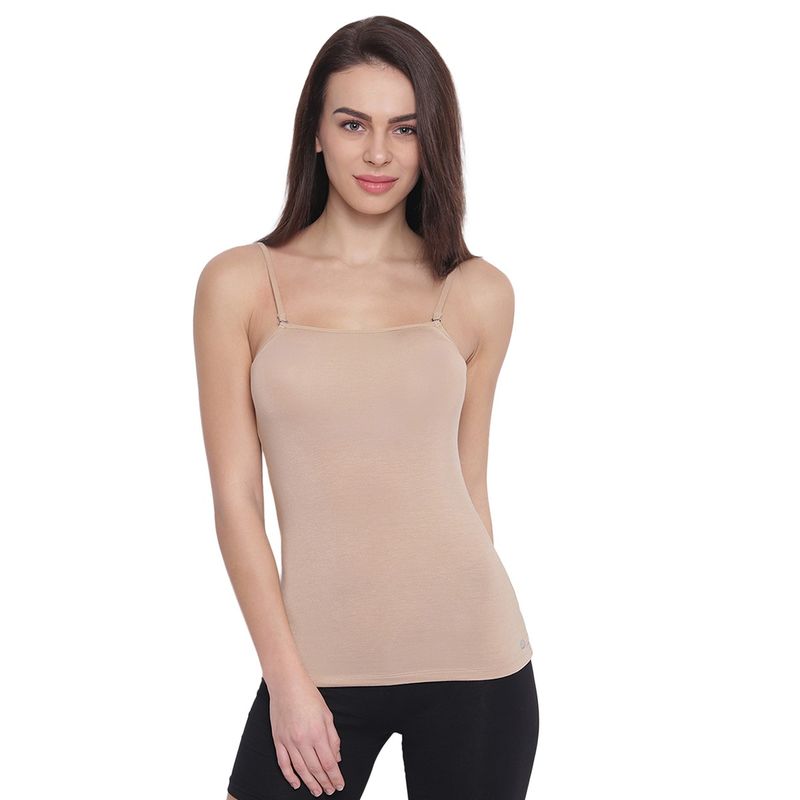 Enamor Essentials Womens E007-Sleeveless Slim Fit Camisole Beige (M)
