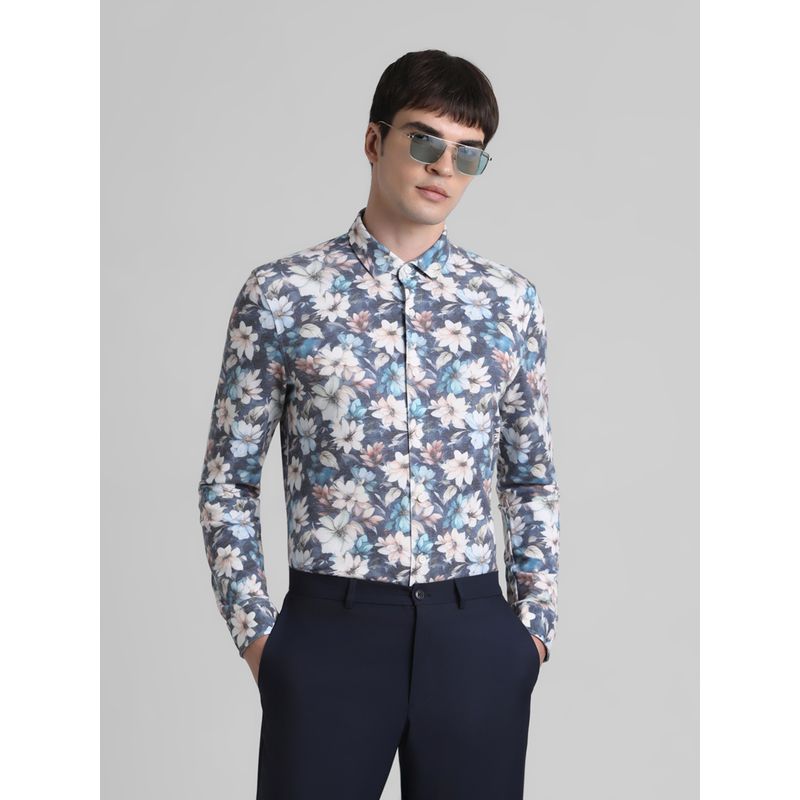 Jack & Jones Men Multi-Color Floral Print Slim Fit Shirt (S)