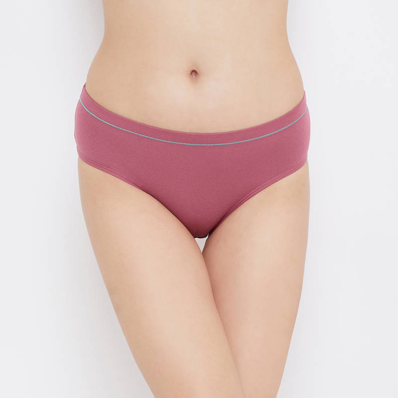 Clovia Cotton Spandex Medium waist Inner elastic Hipster Panty (S)
