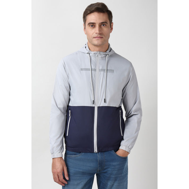 Peter England Men Patterned Grey Casual Jacket (S)