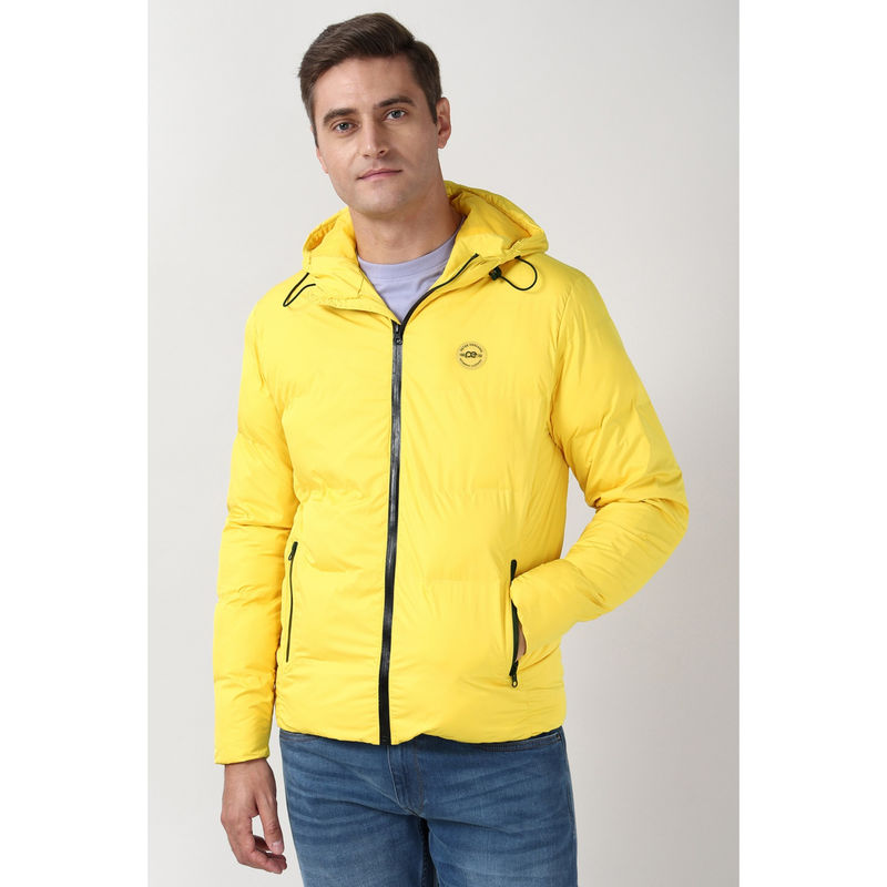 Peter England Men Yellow Solid Casual Jacket (M)