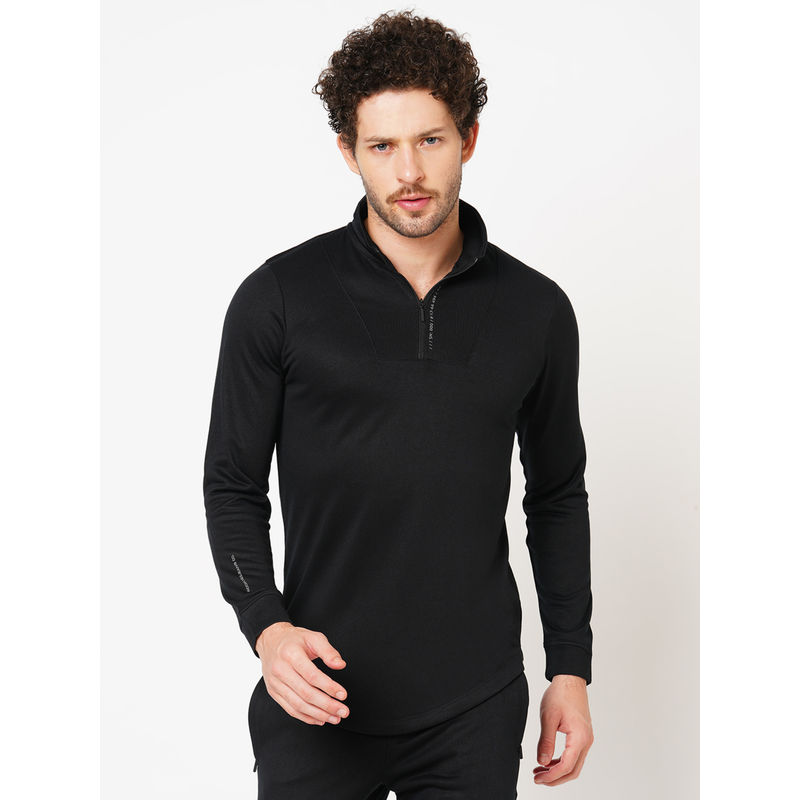 ROOKIES Black Sleek and Slim Fit Athleisure Full Sleeve Polyester High Neck Jacket (XL)