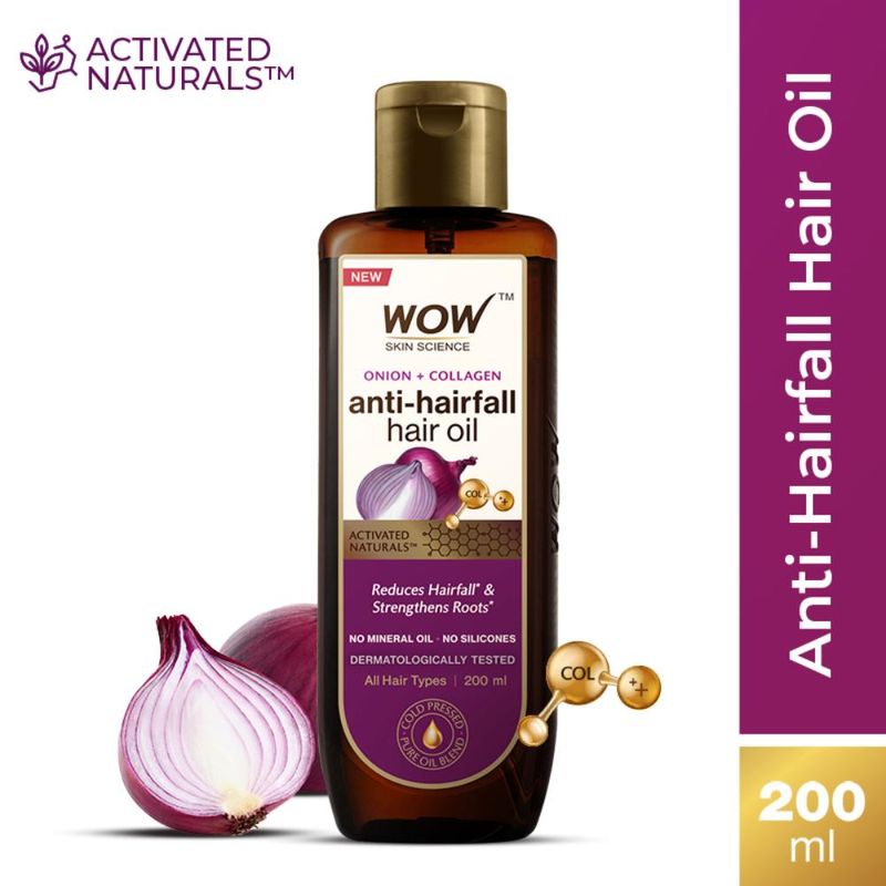 WOW Skin Science Onion & Collagen Hair Oil - Reduces Hairfall - Nourishes Scalp & Stimulates Roots