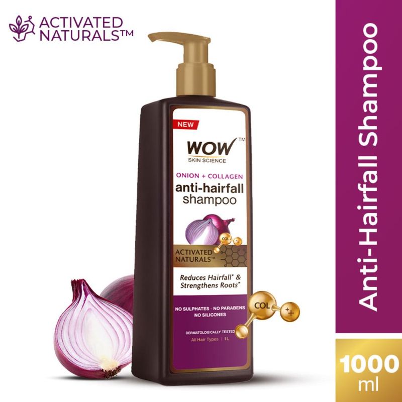 WOW Skin Science Onion & Collagen Anti Hairfall Shampoo - Strenghtens Roots & Prevents Hair Breakage