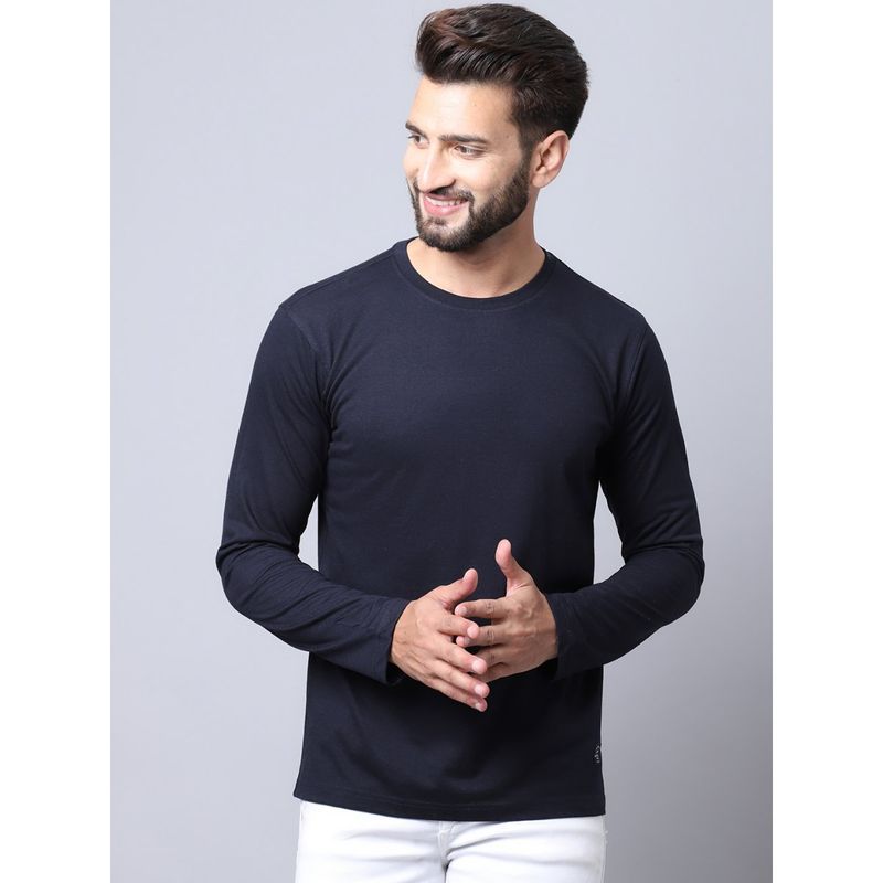 Cantabil Men Navy Blue T-Shirt (L)