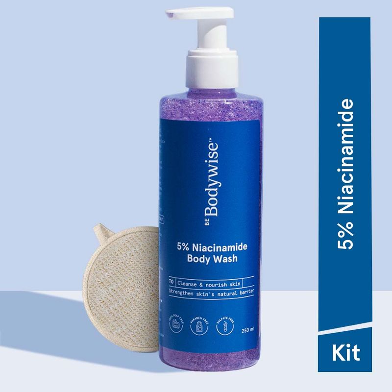 Be Bodywise 5 Niacinamide Body Wash & Natural Loofah For Body Acne
