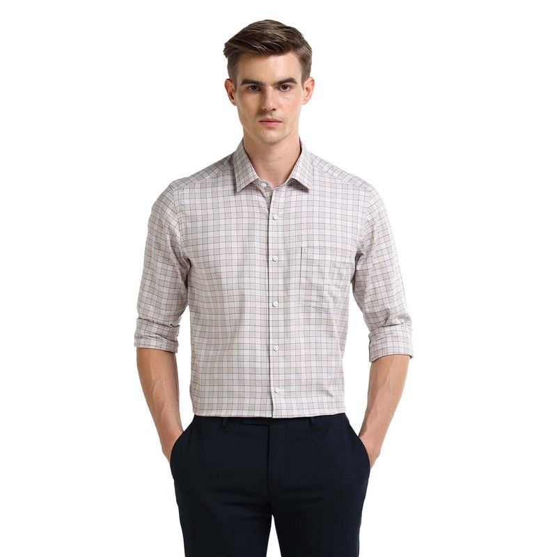 Arrow Checks Beige Full Sleeves Collar Neck Shirt (40)