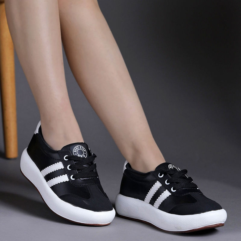 Shoetopia Black Smart Casual Sneakers for Women (EURO 36)