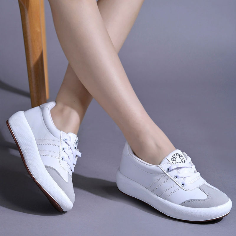 Shoetopia White Smart Casual Sneakers for Women (EURO 38)